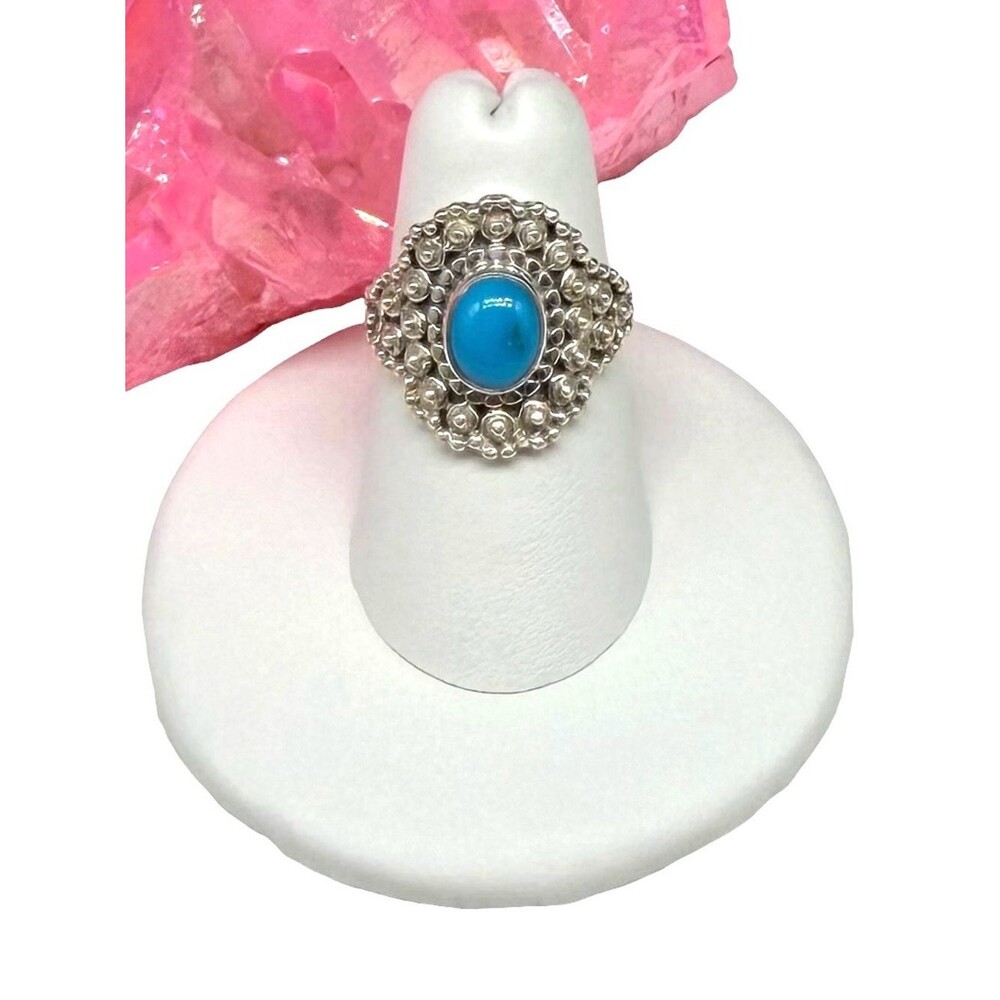 Kingman Turquoise Ring Size 6 Solid 925 Sterling Silver